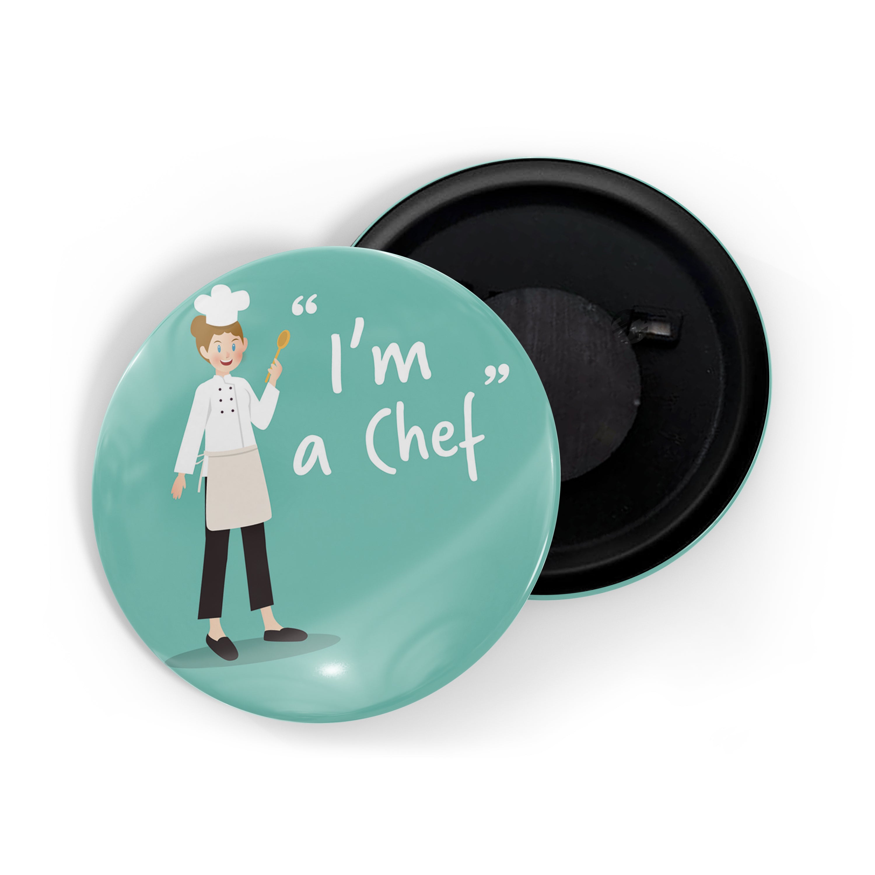 dhcrafts Round Fridge Magnet Green Color Profession I'm A Chef Glossy Finish Design Pack of 1 (75 mm)